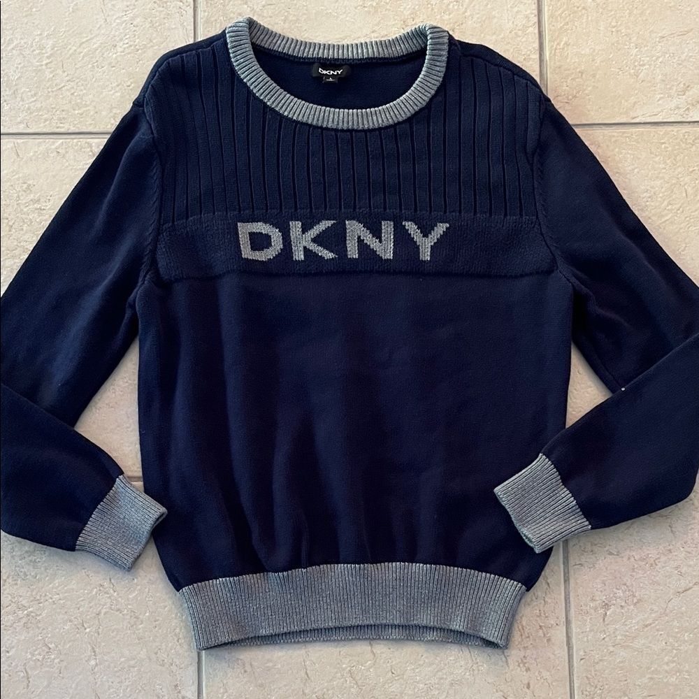 DKNY Dark Blue and Light Gray Pullover